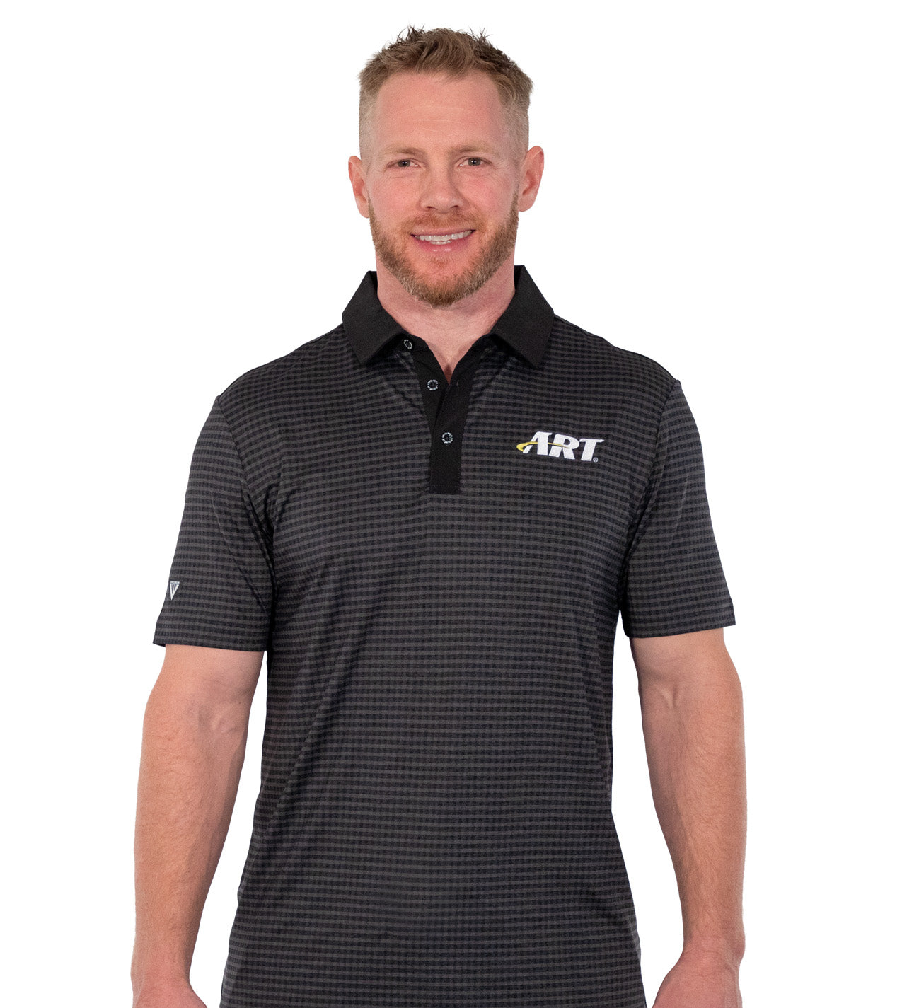 ART Grid Polo – Performance Gingham Golf Polo – Black