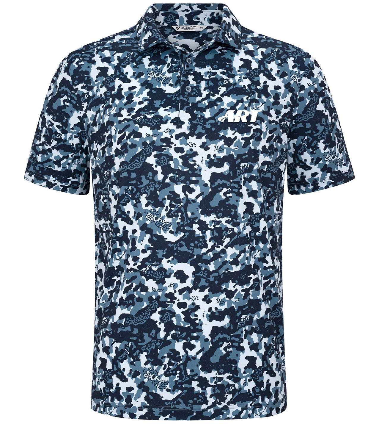 ART Camo Polo – Performance Golf Polo – Blue Heaven