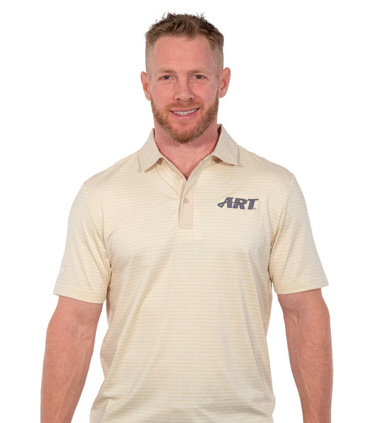 ART Grid Polo – Performance Gingham Golf Polo – Wheat