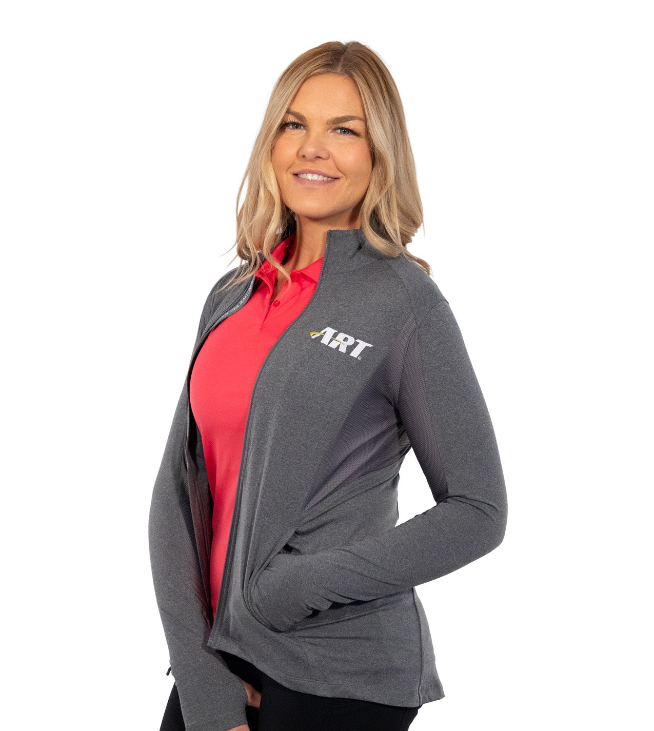ART Alyssa Midlayer – Women’s Full-Zip Performance Jacket – Heather Charcoal